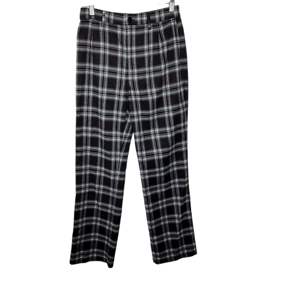 Reformation Franklin Flannel Pants 2 Black Plaid Academia - Picture 2 of 7